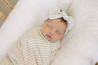 Taupe Stripe Ribbed Bamboo Head Wrap