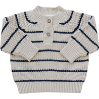 Stripe Button Knit Sweater