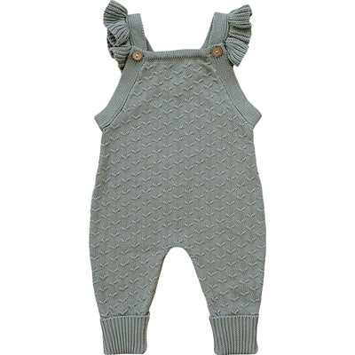 Green Ruffle Knit Overalls