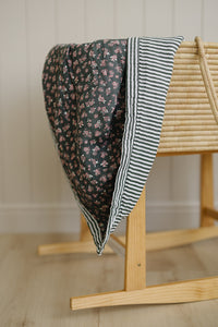 Olive Bloom + Green Stripes Muslin Quilt