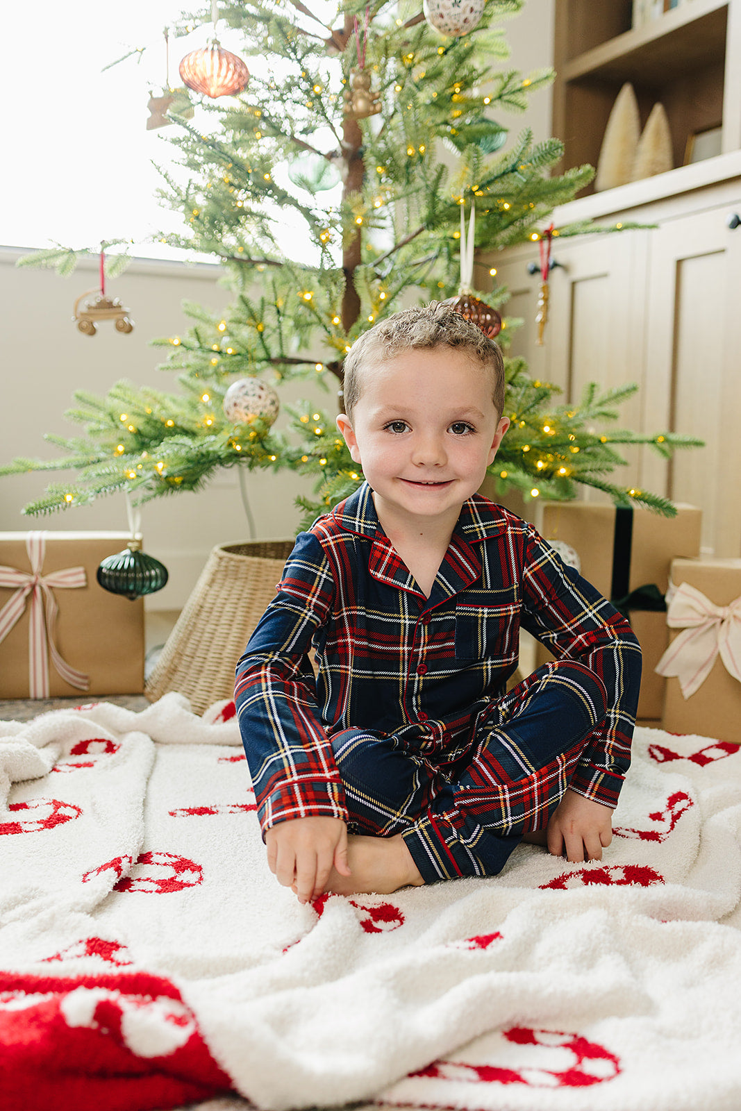 Christmas Plaid Collared Pajama Set