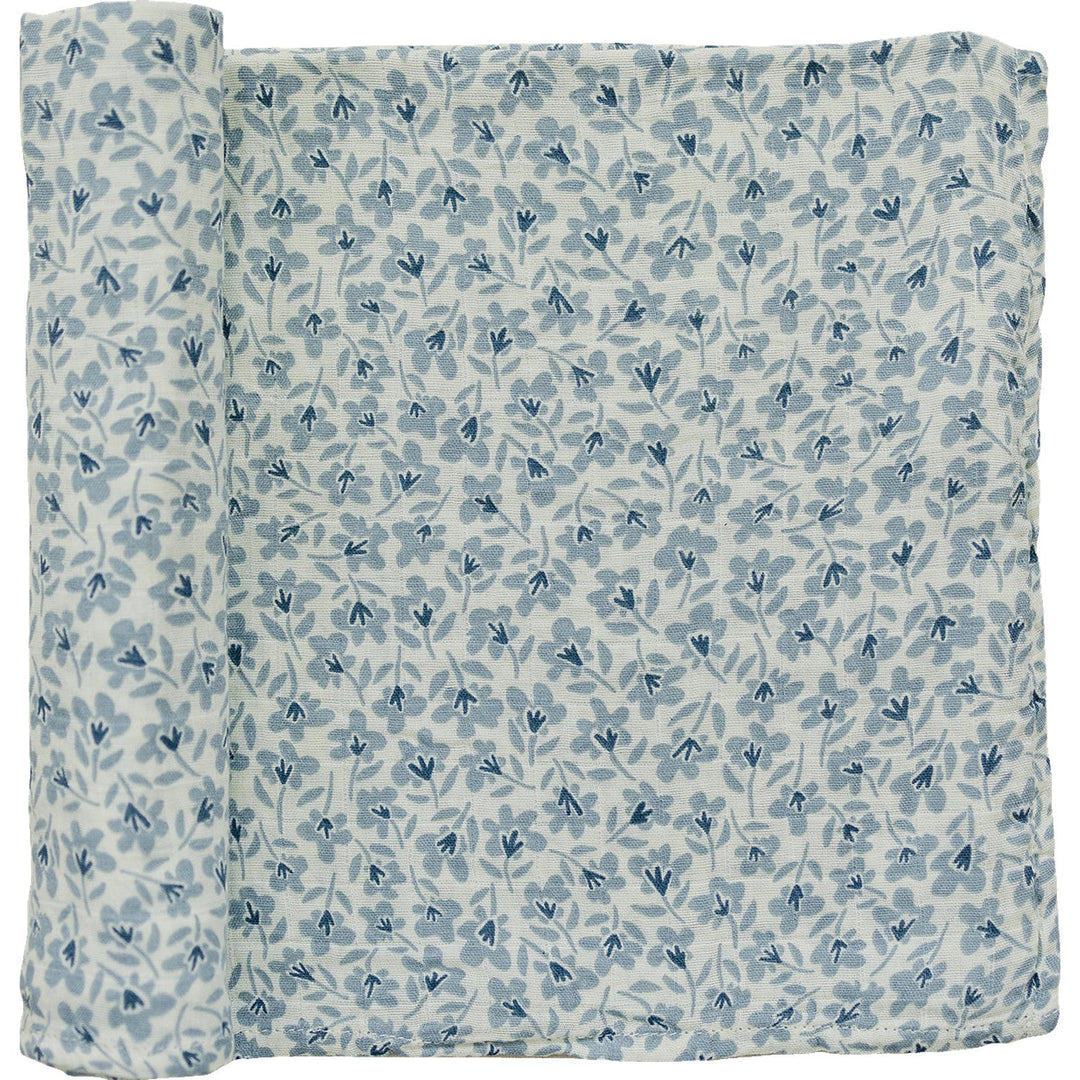 Blue Blossom Muslin Swaddle Blanket