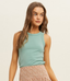 Sleeveless Fitted Rib Tank - A. Green