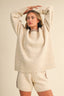 CONTRAST SWEATER TOP AND SHORTS SET: OATMEAL MULTI