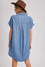 DENIM BUTTON DOWN SHIRT DRESS: MED.WASH