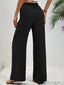 Casual Drawstring Wide Leg Pants: Black