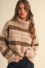 LONGSLEEVED TURTLENECK STRIPED SWEATER: TAUPE MULTI