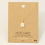 Gold Dipped Square Rhinestone Pendant Necklace: G