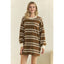 Coastal Breeze Stripe Sweatshirt Dress: Mocha