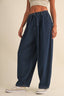 DENIM ELASTIC WAIST RELAXED FIT BALLOON PANTS: DK DENIM