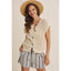 BREEZY NATURAL COTTON OPEN KNIT BUTTON-DOWN SWEATER VEST: NATURAL