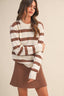 STRIPED SWEATER TOP AND MINI SKIRT SET: MOCHA