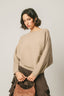 Relaxed Boat Neck Dolman Sleeve Sweater: TAUPE