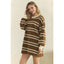 Coastal Breeze Stripe Sweatshirt Dress: Mocha