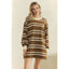 Coastal Breeze Stripe Sweatshirt Dress: Mocha
