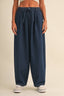 DENIM ELASTIC WAIST RELAXED FIT BALLOON PANTS: DK DENIM