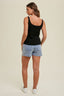 Ribbed Padded Knit Bra Top - Black