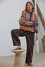 Teddy Sherpa Fleece Half Zip Pullover: CHOCO/BLUE