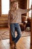 Oversized Striped Lightweight Polo Top: OATMEAL COMBO