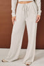 High Waist Contrast Side Panel Scuba Wide Leg Pants: OFF WHITE-ASH GREY