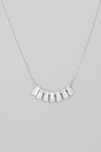 Cubic Zirconia Bar Gem Chain Necklace