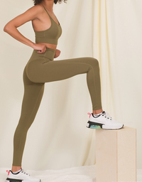 High Waisted Full Lenght Leggings - Dark Olive
