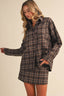 CHECK PRINTED OVERSIZED LONGSLEEVE SHIRTS AND MINI : Brown