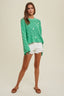 Daisy Embroidered Bell Sleeve Sweater - Green