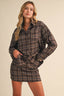 CHECK PRINTED OVERSIZED LONGSLEEVE SHIRTS AND MINI : Brown