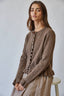 Ruffle Wave Button Knit Cardigan: CHOCO