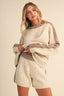 CONTRAST SWEATER TOP AND SHORTS SET: OATMEAL MULTI
