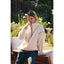 Cozy Cabin Gingham Trim Sherpa Fleece Half-Zip Pullover: CREAM