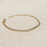 18k Gold Filled 2mm Cz Bar Bracelet