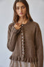 Ruffle Wave Button Knit Cardigan: CHOCO