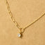 Chain Link Rhinestone Stud Charm Necklace: G
