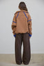 Teddy Sherpa Fleece Half Zip Pullover: CHOCO/BLUE