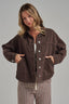 GARMENT WASH FALL JACKET BIG FRONT PATCH POCKETS: VINTAGE BROWN