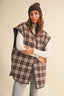 REVERSIBLE OVERSIZED QUILTTED PLAID VEST: Brown