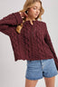 Half-Button Down Open Knit Sweater: ECRU