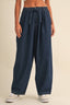 DENIM ELASTIC WAIST RELAXED FIT BALLOON PANTS: DK DENIM