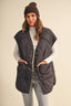 REVERSIBLE OVERSIZED QUILTTED PLAID VEST: Brown