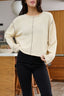 Beige Contrast Stitch Detail Sweater