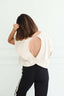Beige Cotton Slub Open Back Top