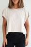 Beige Cotton Slub Open Back Top