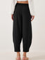 Drawstring Cropped Jogger Pants - Black