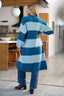 Blue Striped Open Front Duster Cardigan