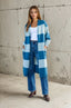 Blue Striped Open Front Duster Cardigan