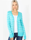 Striped Snap Cardigan Full Sleeve - Ice Blue