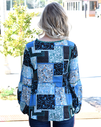 Bohemian Floral Print Patchwork Top