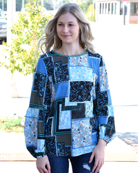 Bohemian Floral Print Patchwork Top